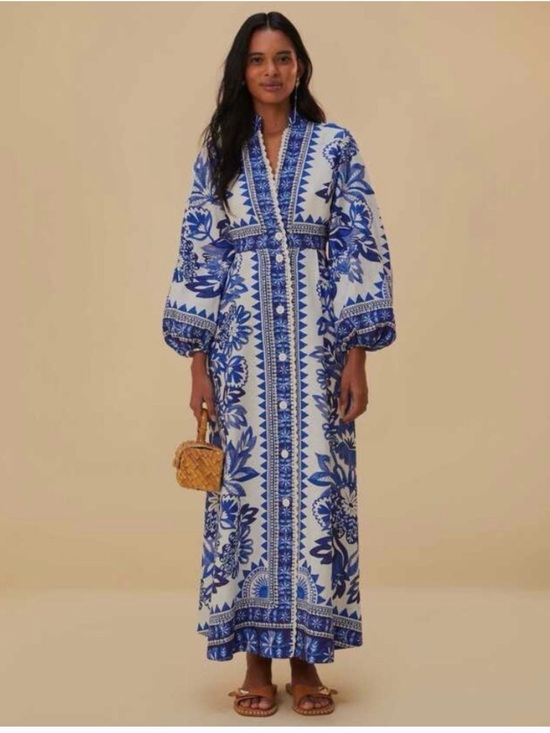 FARM Rio Dresses & Skirts - FARM Rio Blue and White Floral Maxi Dress